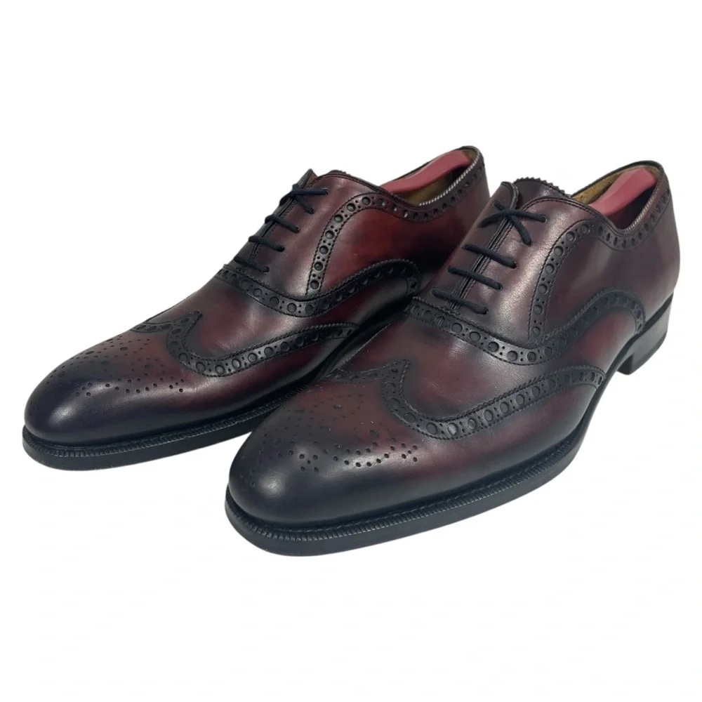 Magnanni Men’s Size 8.5‎ Wingtip Oxford Dress Shoes Oxblood Burgundy